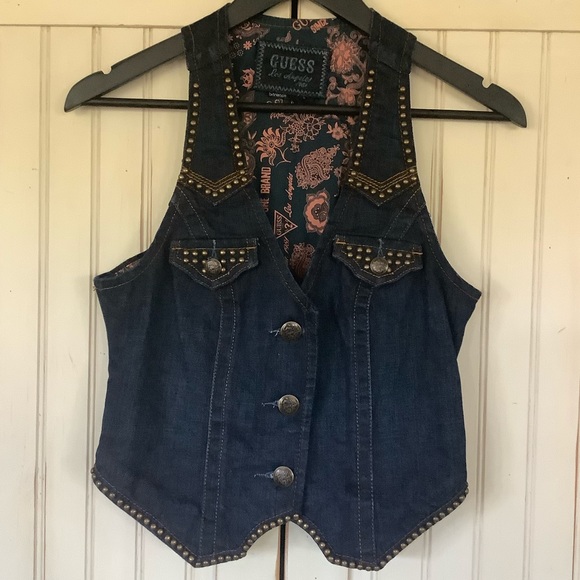 Guess Jackets & Blazers - Guess Studded Denim Vest Sz M NWOT